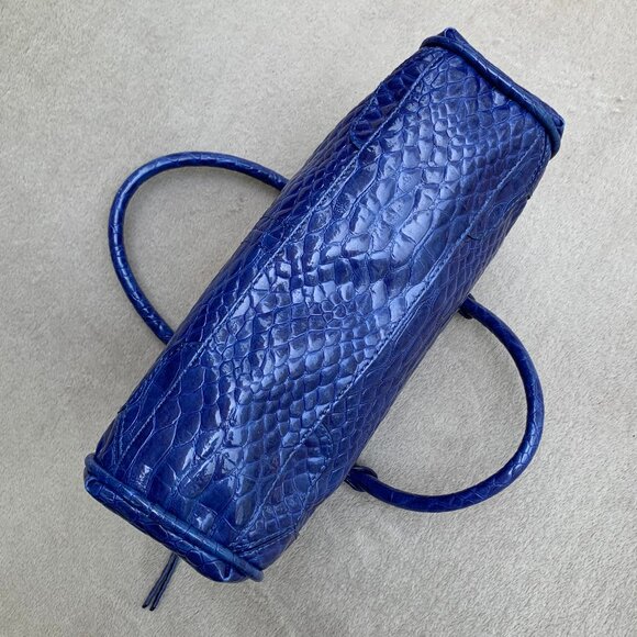 Gianni Bini Cobalt Blue Faux Crocodile Embossed Dual Handle Shoulder Bag - Picture 11 of 16